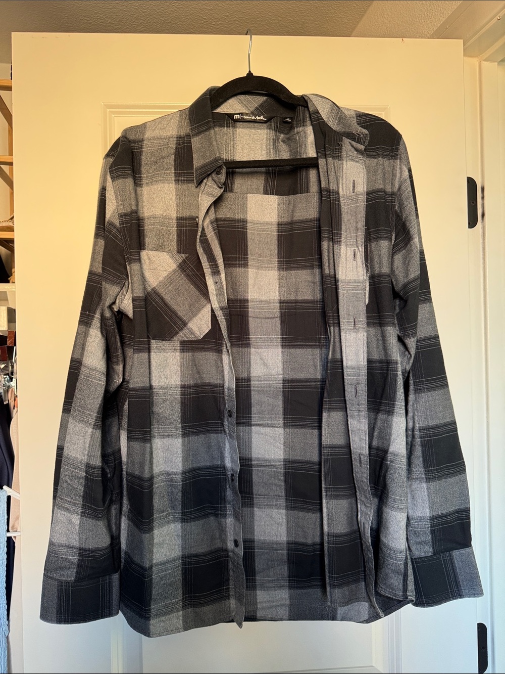 Travis Matthew Black & Gray Plaid Flannel Shirt